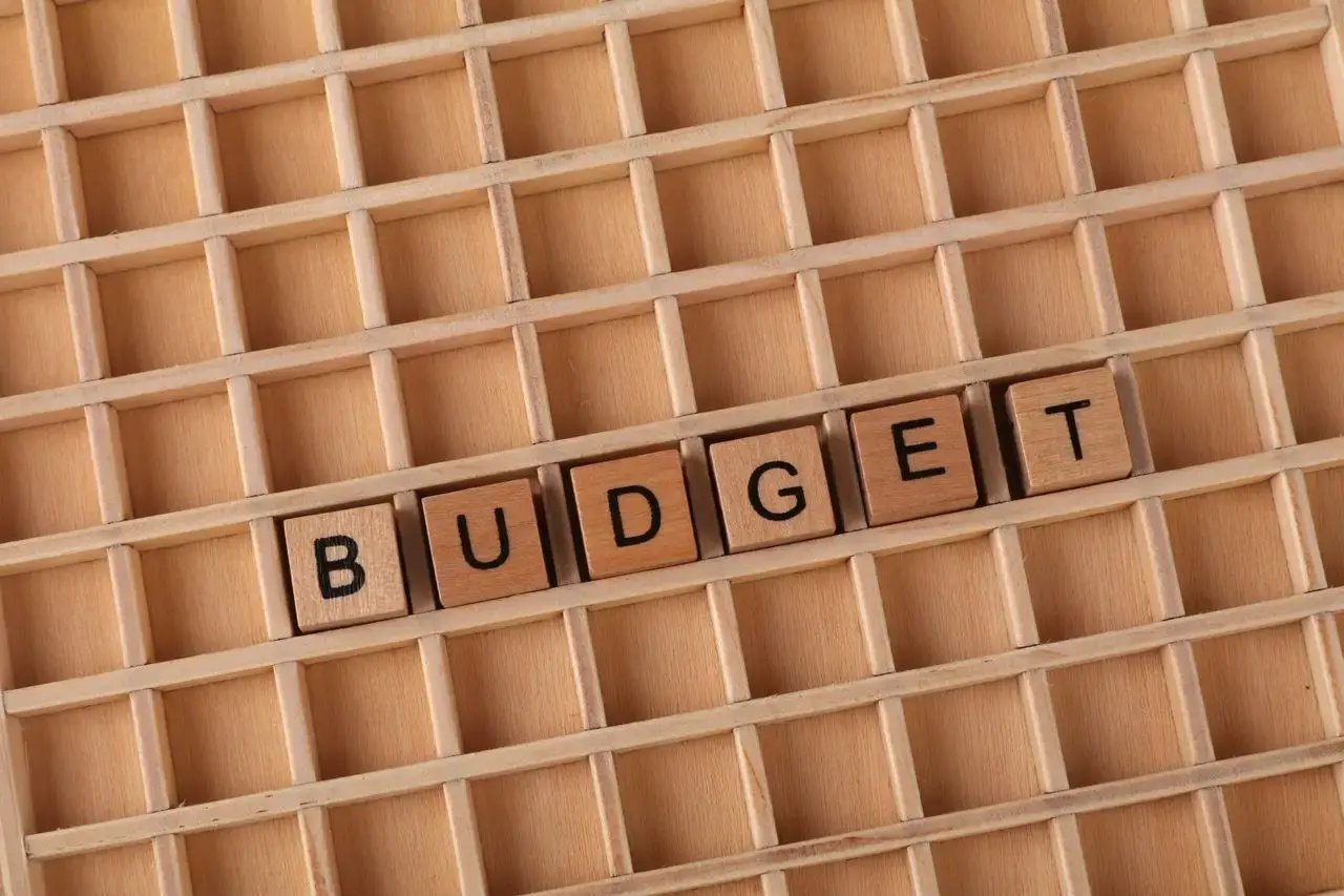 Ecriture du mot budget sur un fond cadrillé